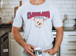 cleveland cartoon baseball shirt, retro 90s throwback shirt, vintage style base ball tshirt, gameday apparel, cle sports