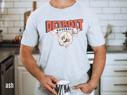 detroit cartoon baseball shirt, retro 90s throwback shirt, vintage style base ball tshirt, gameday apparel, det sports f