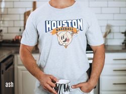 houston cartoon baseball shirt, retro 90s throwback shirt, vintage style base ball tshirt, gameday apparel, hou sports f
