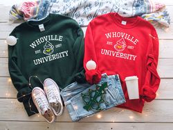 whoville university est 1957 sweater, xmas family shirts, christmas sweatshirt,  unique christmas gift, trendy christmas