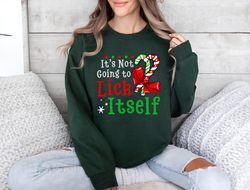 its not going to lick itself, matching couple, dirty humor christmas t-shirt, inappropriate xmas shirt, ugly christmas s