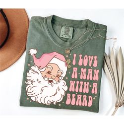 Funny Santa Beard Shirt, Retro Pink Santa Christmas Shirt, Womens Christmas Shirt, Holiday Shirt, Cute Christmas Shirt,