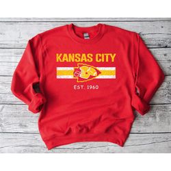 Vintage Kansas City Football EST 1960 Unisex Vintage Red Sweatshirt, Kansas City Sports Retro Shirt, American Football S