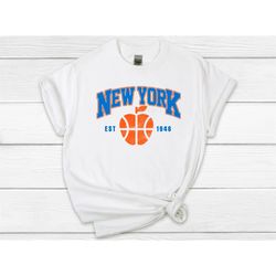 vintage new york basketball est 1946 classic unisex white shirt, new york basketball team retro shirt, american basketba