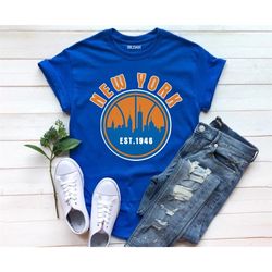 new york basketball vintage est 1946 classic royal blue shirt, new york basketball team retro shirt, american basketball