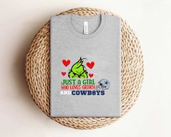 Just A Girl Who Loves Grinch And Cowboys Shirt