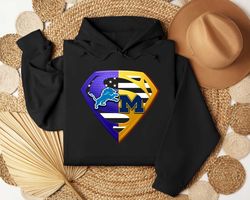 Detroit Lions And Michigan Wolverines Superman Logo Shirt