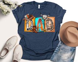 Boho Cow Skull Dad Shirt, Western Dad Shirt, Country Dada Shirt, Father's Day Shirt, Gift For Dad, Cowboy Dad T-Shirt, G