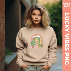 Retro St Patrick's Day Png Lucky Vibes Png Retro St Patricks Lucky Sublimation Shamrock Png Png Sublimation Designs