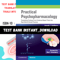 Test Bank for Practical Psychopharmacology Translating Findings From Evidence-Based Trials into PDF | Instant Download