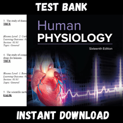 All Chapters Human Physiology 16th Edition By Stuart Ira Fox, Krista Rompolski Test bank