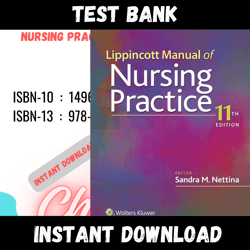 All Chapters Lippincott Manual of Nursing Practice 11th Edition Nettina Test bank