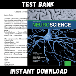 All Chapters Neuroscience 7th Edition Purves Augustine Groh Test bank