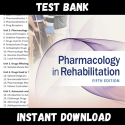 All Chapters Pharmacology in Rehabilitation, Updated 5th Edition Fifth Edition Test bank