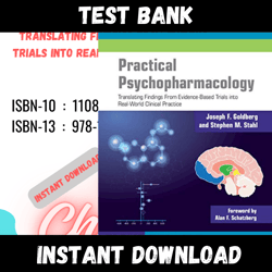All Chapters Practical Psychopharmacology Translating Findings From Evidence-Based Trials into Real-World Clin Test bank