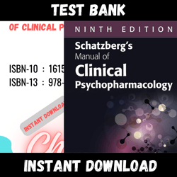 All Chapters Schatzberg's Manual of Clinical Psychopharmacology 9th Edition Test bank