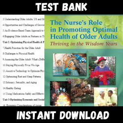 All Chapters The Nurse's Role in Promoting Optimal Health of Older Adults Thriving in the Wisdom Years Test bank