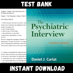 All Chapters The Psychiatric Interview 4th Edition Carlat Test bank