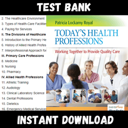 All Chapters Today's Health Professions Working Together to Provide Quality Care 1st Editio Test bank