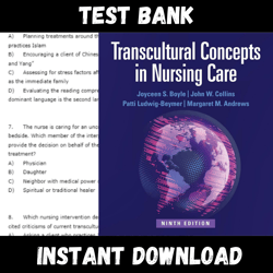 All Chapters Transcultural Concepts in Nursing Care 9th Edition Boyle Collins Test bank