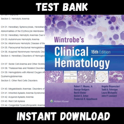 All Chapters Wintrobe's Clinical Hematology 15th Edition Test bank