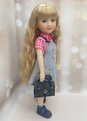 Ruby Red Fashion Friends Doll Clothes, Jeans Sundress for 14.5" Dolls, Short Sleeve Shirt, Leather Shoes and Bags