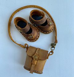 Paola Reina Leather Shoes, Shoulder Bag, Accessories Set for Paola Reina, Dolls Accessories, Footwear for 13 inches doll