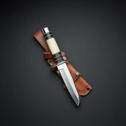 ustom Handmade Loveless D2 Tanto Hunting Bowie Knife with Leather Sheath