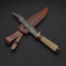 Custom Handmade Damascus Steel Zigzag Dagger Knife