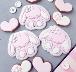 Cute bunny cookie cutters Custom stamp cookie cutters for cake topper gingerbread decor sugar cookies 3d cookie cutters