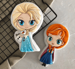 Elsa Anna cookie cutters Frozen sugar cookies SET for cake topper gingerbread decor sugar cookies 3d cookie cutters