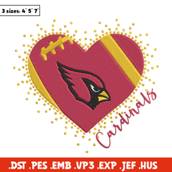 Arizona Cardinals Heart embroidery design, Arizona Cardinals embroidery, NFL embroidery, logo sport embroidery
