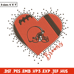 Cleveland Browns Heart embroidery design, Browns embroidery, NFL embroidery, sport embroidery, embroidery design.
