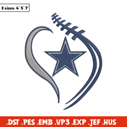 Heart Dallas Cowboys embroidery design, Dallas Cowboys embroidery, NFL embroidery, sport embroidery, embroidery design