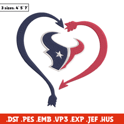 Heart Houston Texans embroidery design, Texans embroidery, NFL embroidery, sport embroidery, embroidery design.