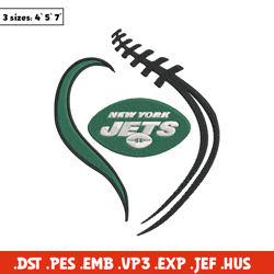 Heart New York Jets embroidery design, Jets embroidery, NFL embroidery, logo sport embroidery, embroidery design.