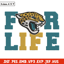 Jacksonville Jaguars For Life embroidery design, Jacksonville Jaguars embroidery, NFL embroidery, logo sport embroidery.