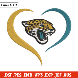 Jacksonville Jaguars Heart embroidery design, Jacksonville Jaguars embroidery, NFL embroidery, logo sport embroidery