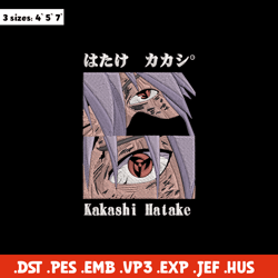 Kakashi hatake Embroidery Design, Naruto Embroidery, Embroidery File, Anime Embroidery,Anime shirt, Digital download