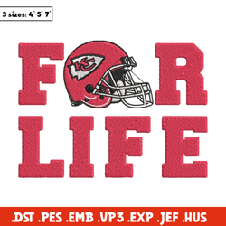 Kansas City Chiefs For Life embroidery design, Kansas City Chiefs embroidery, NFL embroidery, logo sport embroidery.