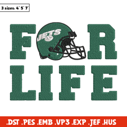 New York Jets For Life embroidery design, New York Jets embroidery, NFL embroidery, sport embroidery, embroidery design.