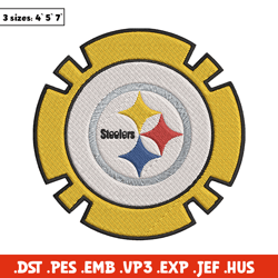 Poker Chip Ball Pittsburgh Steelers embroidery design, Pittsburgh Steelers embroidery, NFL embroidery, sport embroidery.