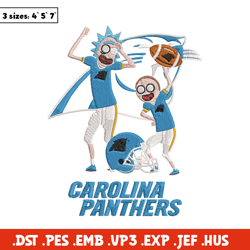 Rick and Morty Carolina Panthers embroidery design, Carolina Panthers embroidery, NFL embroidery, logo sport embroidery.