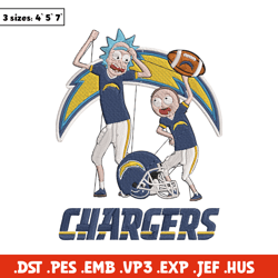 Rick and Morty Los Angeles Chargers embroidery design, Los Angeles Chargers embroidery, NFL embroidery, sport embroidery