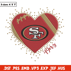 San Francisco 49ers Heart embroidery design, 49ers embroidery, NFL embroidery, logo sport embroidery,  embroidery design