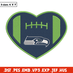 Seattle Seahawks Heart embroidery design, Seahawks embroidery, NFL embroidery, logo sport embroidery, embroidery design.