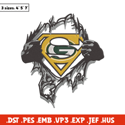 Superman Symbol Green Bay Packers embroidery design, Packers embroidery, NFL embroidery, logo sport embroidery.