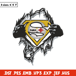 Superman Symbol Pittsburgh Steelers embroidery design, Steelers embroidery, NFL embroidery, logo sport embroidery.