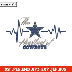 The heartbeat of Dallas Cowboys embroidery design, Dallas Cowboys embroidery, NFL embroidery, logo sport embroidery.