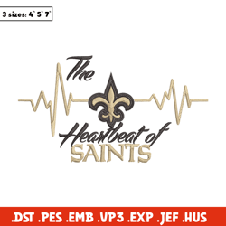 The heartbeat of New Orleans Saints embroidery design, New Orleans Saints embroidery, NFL embroidery, sport embroidery.